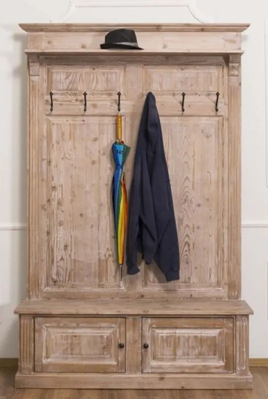 Casa Padrino Country Style Wardrobe Natural 140 x 41 x H. 210 cm - Solid Wood Wardrobe - Country Style Wardrobe Furniture Echt