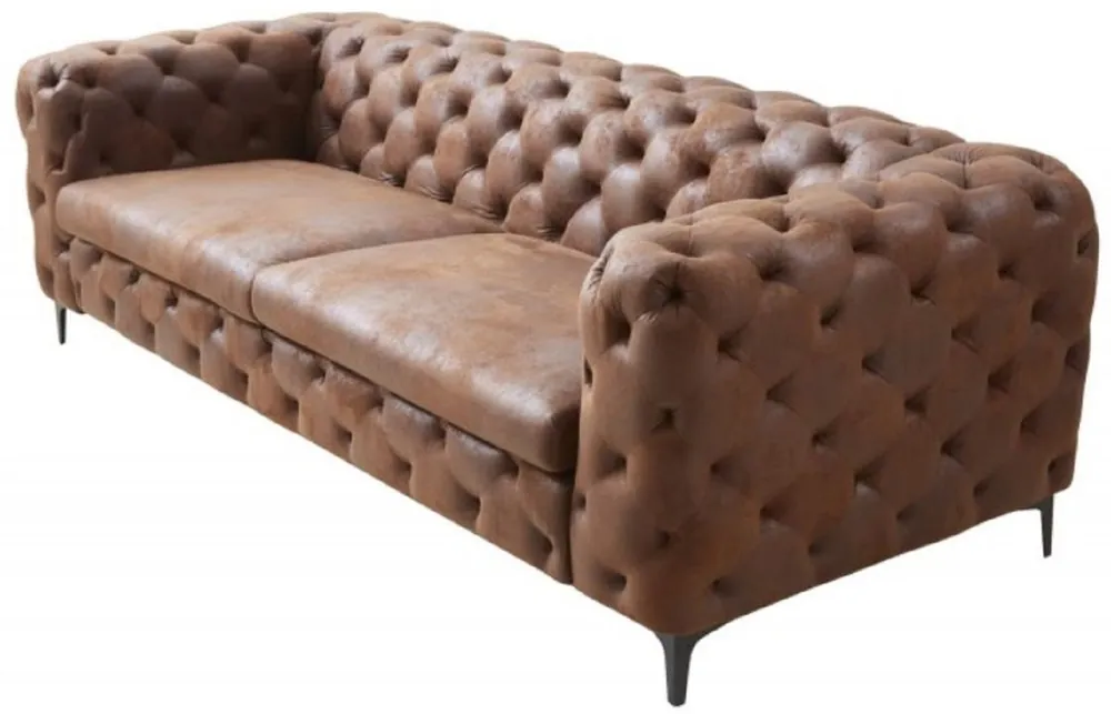 Schneller Versand Casa Padrino Chesterfield living room sofa antique brown 240 x 97 x H. 73 cm - Chesterfield living room furniture