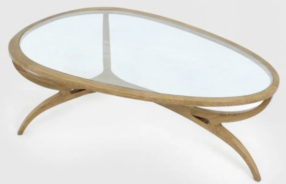 Casa Padrino Luxury Art Deco Coffee Table Light Brown 130 x 88 x H. 46 cm - Noble Solid Wood Living Room Table with Glass Top - Living Room Furniture Sichere Zahlung