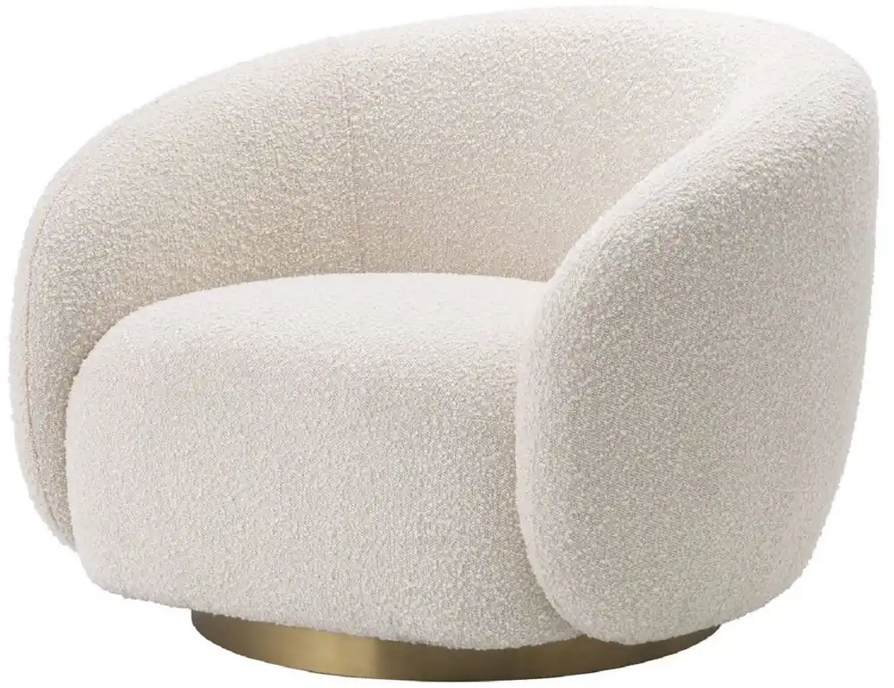 Garantierte Lieferung Casa Padrino luxury swivel armchair cream / brass 96 x 85 x H. 70 cm - Living room armchair - Luxury Furniture