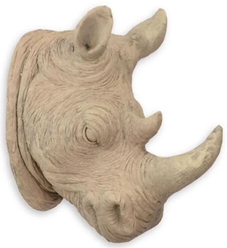 Jetzt Bestellen Casa Padrino synthetic resin wall decoration sculpture rhino head beige 23 x H. 40.5 cm - Decoration figure - Animal figure - Living room decoration