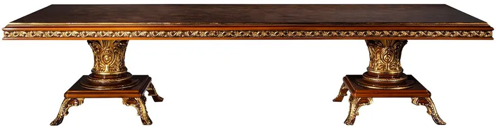 Casa Padrino luxury baroque dining table brown / gold 350 x 120 x H. 80 cm - Solid wood dining room table - Dining room furniture in baroque style - Noble & Magnificent Top-Angebot