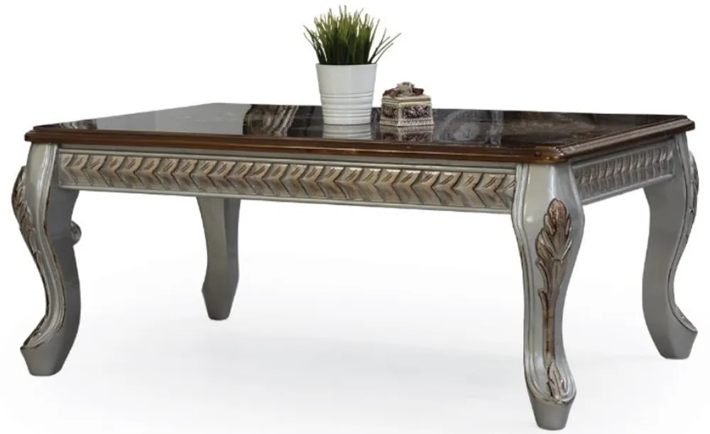 Neue Kollektion Casa Padrino luxury baroque coffee table brown / silver / bronze 115 x 77 x H. 48 cm - Solid wood living room table - Living room furniture in baroque style