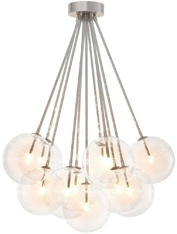 Casa Padrino luxury halogen ceiling lamp silver Ø 66 x H. 94.5 cm - Dimmable ceiling light with round glass lampshades - Luxury Quality Wochenendangebot