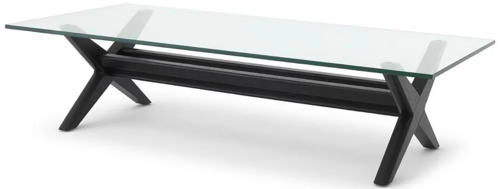 Casa Padrino luxury coffee table black 160 x 80 x H. 40.5 cm - Rectangular solid wood living room table with glass top - Luxury living room furniture Preisknaller