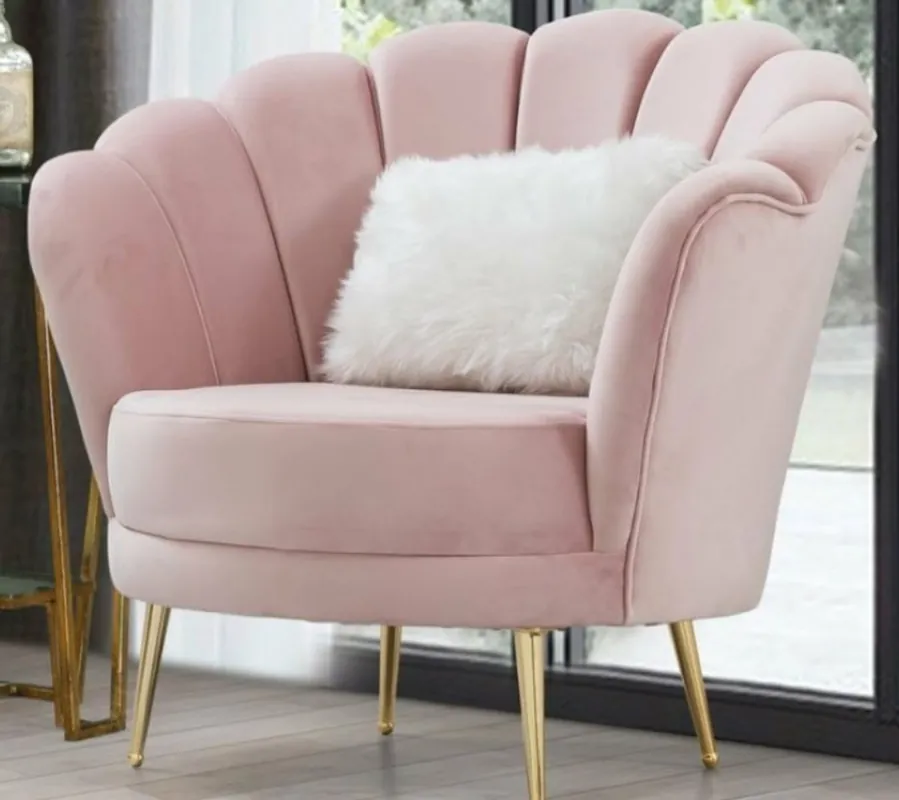 Finale Aktion Casa Padrino designer Art Deco living room armchair pink / gold 85 x 55 x H. 85 cm - Art Deco Living Room Furniture