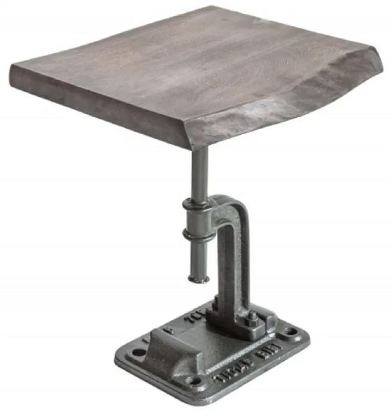 Casa Padrino Industrial Design Side Table Gray 43 x 35 x H. 46 cm - Industrial Style Metal Table with Solid Wood Table Top - Industrial Design Furniture Jetzt Bestellen