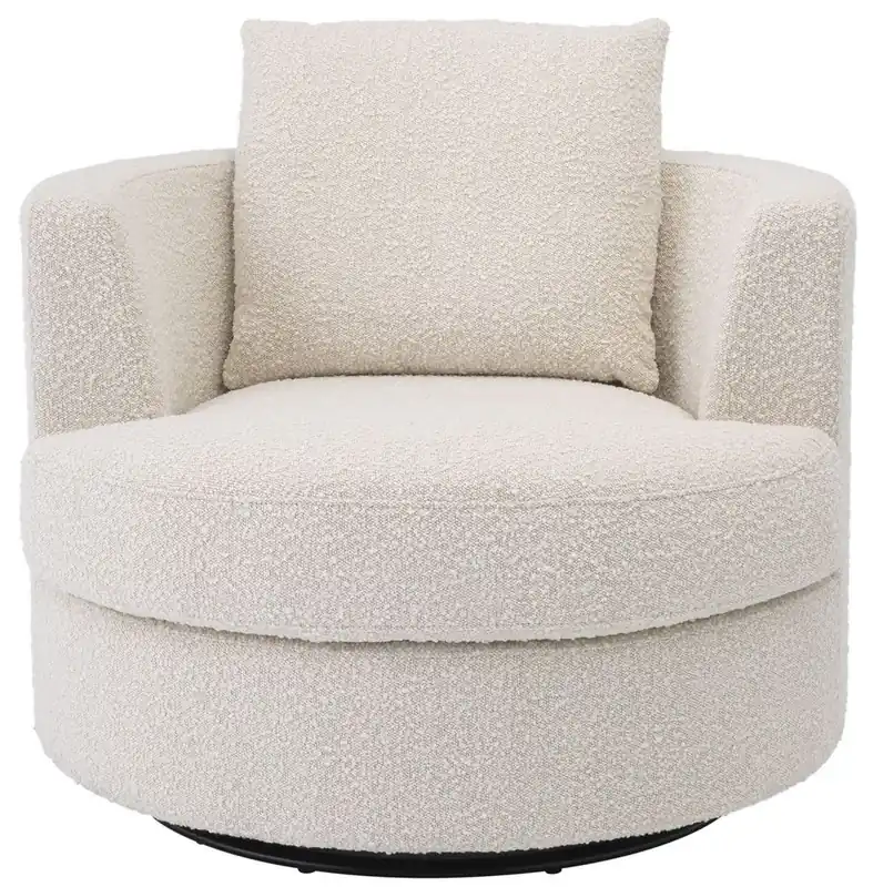 Casa Padrino luxury swivel armchair cream Ø 95 x H. 70 cm - Round living room armchair - Luxury living room furniture Knallerangebot