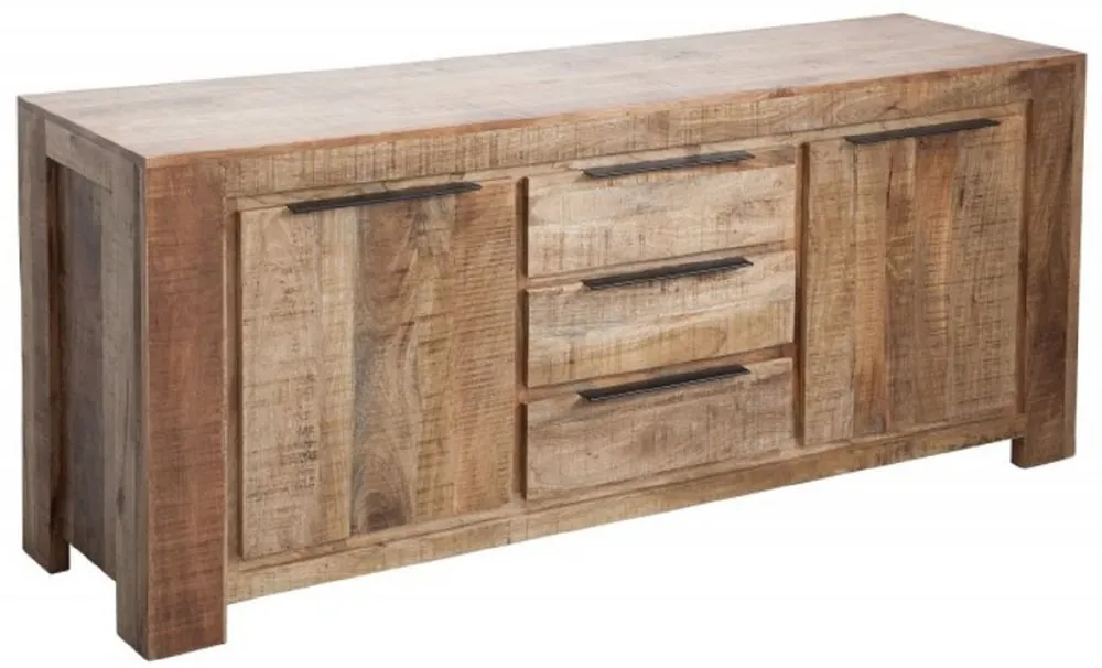 Garantierte Lieferung Casa Padrino country style sideboard natural 175 x 50 x H. 76 cm - Solid wood cabinet with 2 doors and 3 drawers - Living room furniture