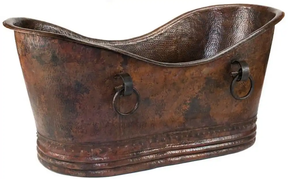 Casa Padrino luxury Art Nouveau copper bathtub with decorative handles 170 x 81 x H. 81 cm - Freestanding retro bathtub - Rustic bathroom furniture Angebot