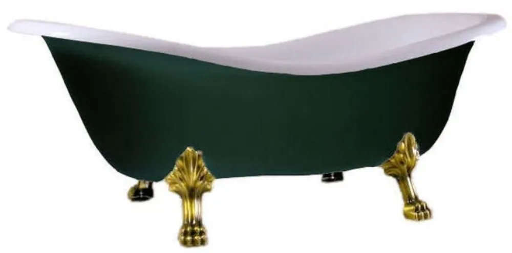 Casa Padrino luxury Art Nouveau bathtub white / moss green / gold 188 x 83 x H. 69 cm - Freestanding retro bathtub with lion feet - Retro bathroom furniture Schnäppchen