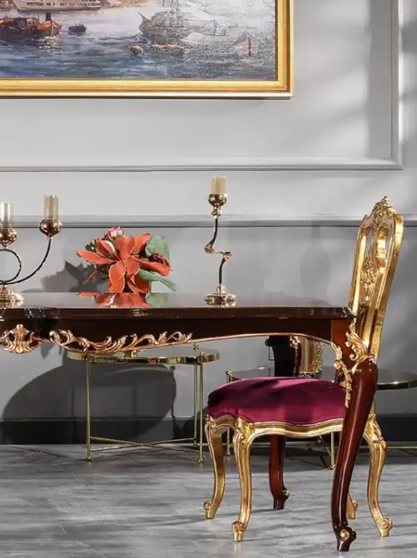Casa Padrino luxury baroque dining room chair set purple / gold 59 x 61 x H. 116 cm - Magnificent kitchen chairs set of 6 - Baroque dining room furniture Top-Angebot