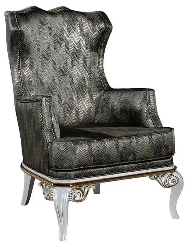 Nur Heute Casa Padrino luxury baroque wing chair green / white / gold 77 x 85 x H. 113 cm - Living room armchair with elegant pattern - Baroque living room furniture
