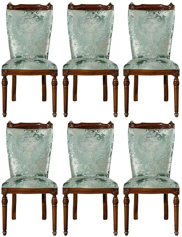 Preiswert Casa Padrino luxury baroque dining room chair set mint green / brown 53 x 55 x H. 109 cm - Noble kitchen chairs set of 6 - Baroque dining room furniture