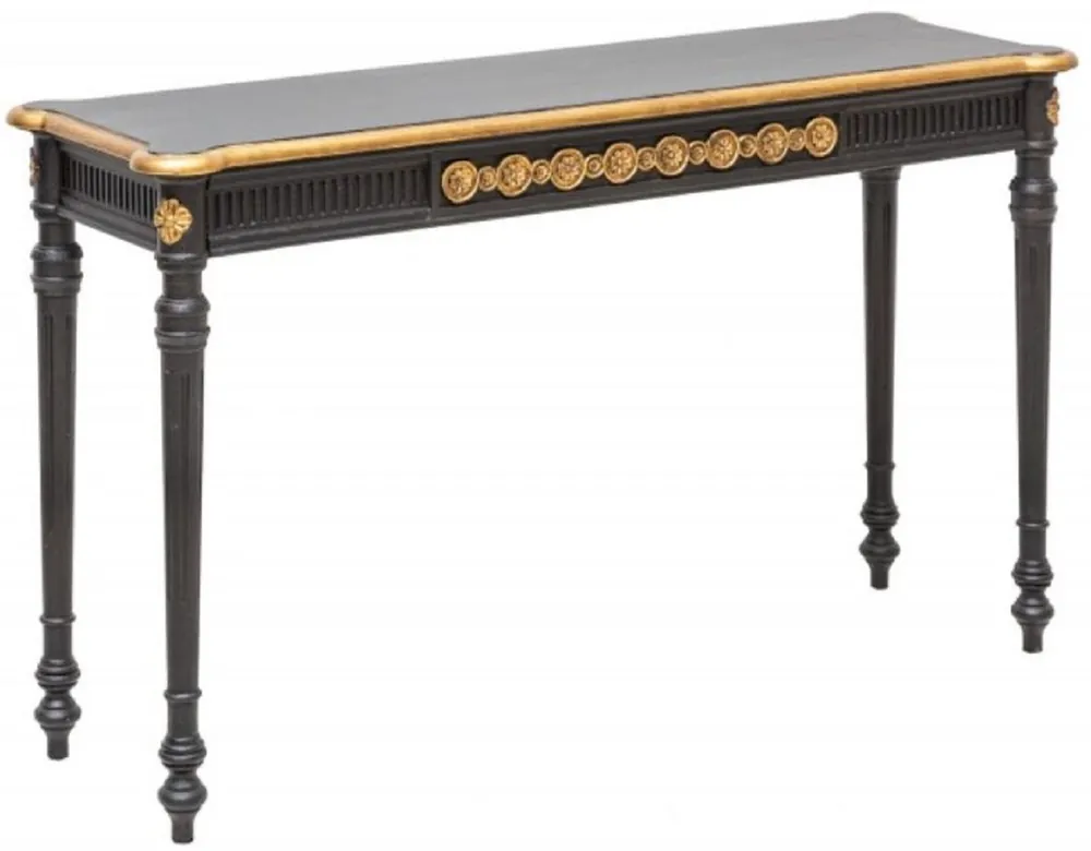 Direkt Vom Hersteller Casa Padrino baroque console black / gold 125 x 40 x H. 75.5 cm - Antique style console table - Living room furniture in baroque style - Baroque Furniture