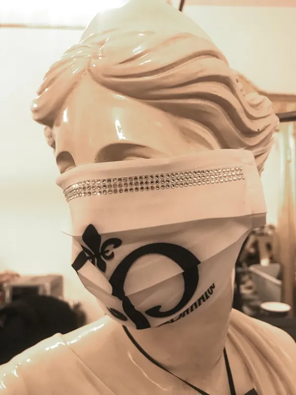 Top-Seller Casa Padrino Bling Bling Mask White / Black - CP mask with rhinestones