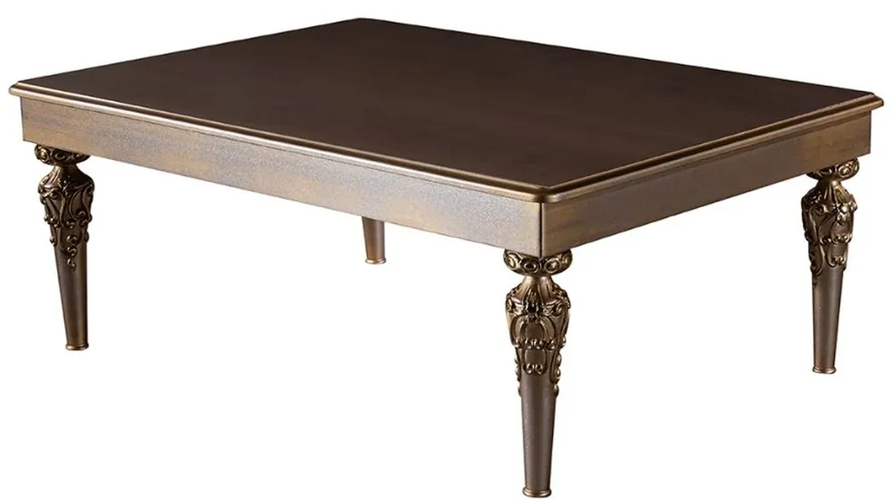 Jetzt Kaufen Casa Padrino luxury baroque coffee table brown / silver / copper / gold 115 x 80 x H. 45 cm - Solid wood living room table with glass top - Baroque living room furniture