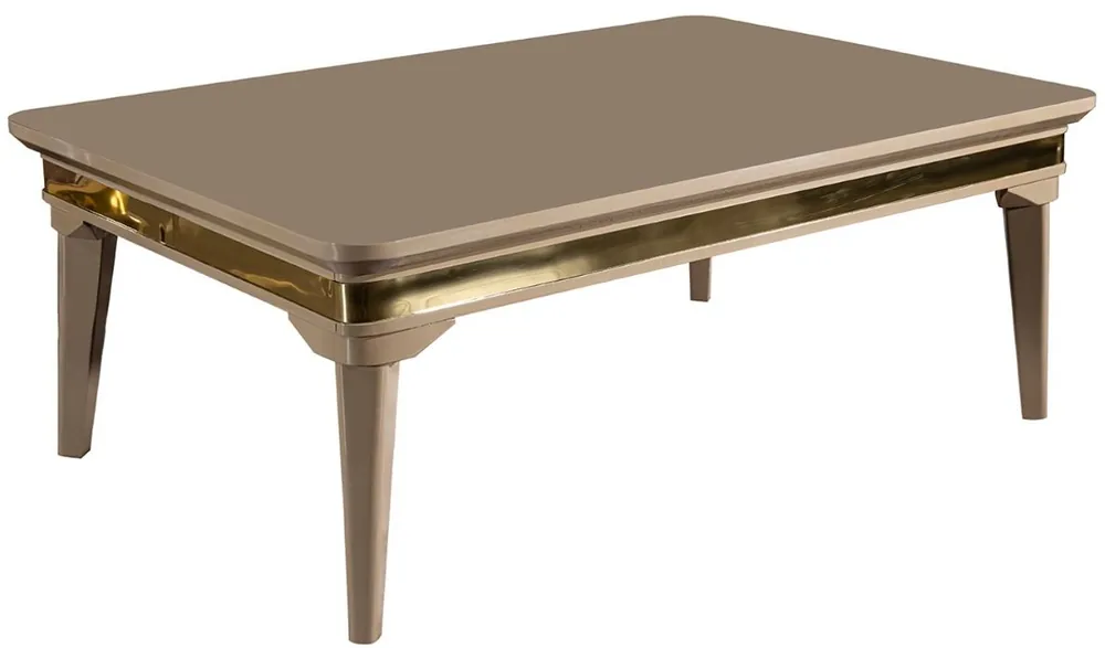 Casa Padrino Luxury Art Deco Coffee Table Beige / Gold 120 x 80 x H. 45 cm - Solid Wood Living Room Table - Art Deco Living Room Furniture Preisknaller