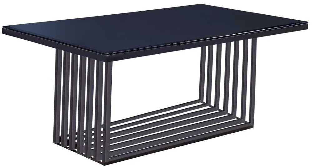 Casa Padrino luxury dining table silver / black 200 x 100 x H. 77 cm - Rectangular stainless steel kitchen table with glass top - Luxury dining room furniture Günstig