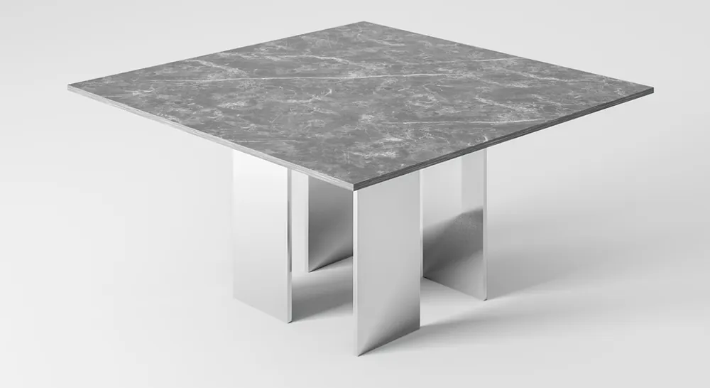 Neu Im Sortiment Casa Padrino luxury dining table gray / silver 150 x 150 x H. 75 cm - Square dining room table with marble top - Dining room furniture - Luxury Collection