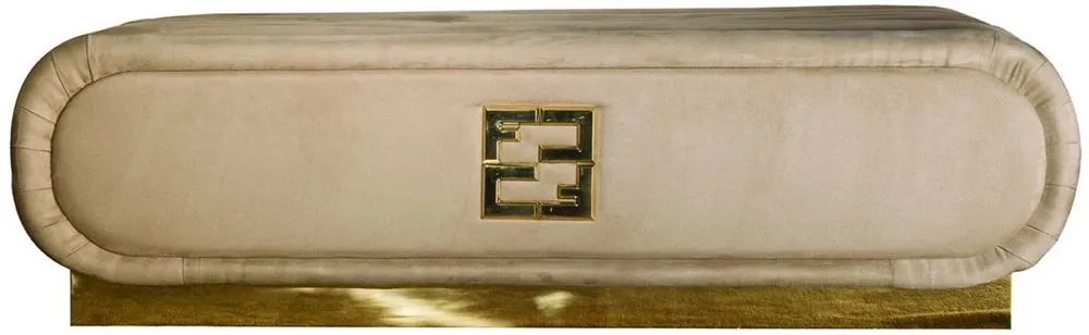 Casa Padrino Luxury Suede Bench Taupe / Gold 130 x 60 x H. 36 cm - Hotel Furniture - Luxury Quality - Made in Italy Solange Der Vorrat Reicht
