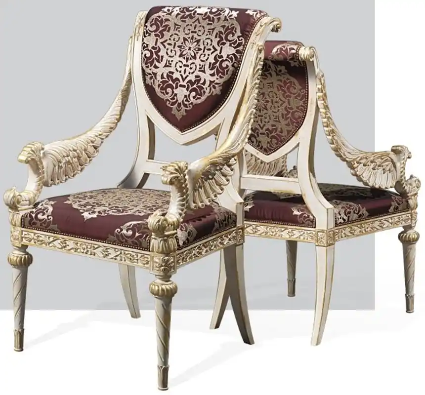 Jetzt Kaufen Casa Padrino Luxury Baroque Dining Chair Set Purple / Silver / White / Gold 62 x 74 x H. 103 cm - Magnificent Kitchen Chairs Set of 4 - Hotel Restaurant Castle Furniture - Luxury Quality - Made in Italy