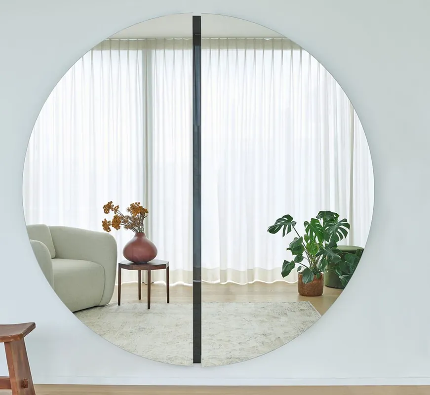 Rabatt Casa Padrino Luxury Mirror Black 200 x 3.5 x H. 200 cm - Round Wall Mirror - Living Room Hotel Restaurant Mirror