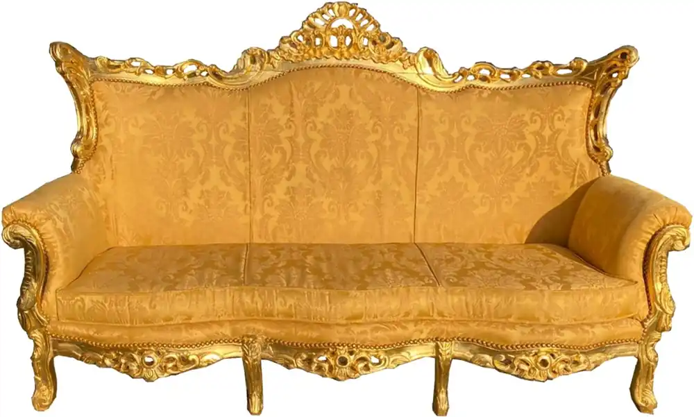 Direkt Vom Hersteller Casa Padrino Baroque 3 seater sofa gold bouquet pattern / gold - living room furniture couch lounge - antique style