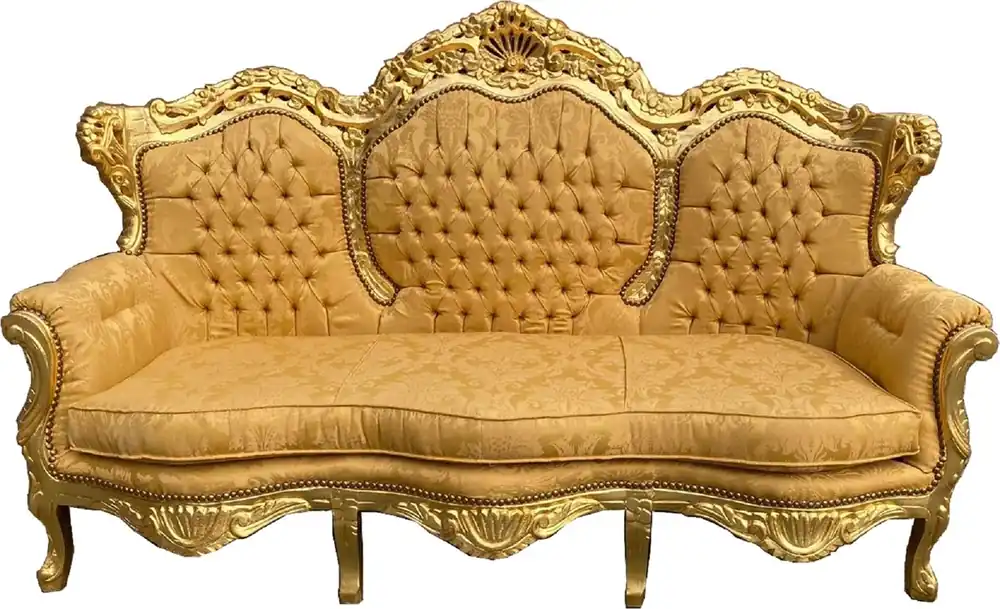 Neuheit Casa Padrino baroque 3 seater sofa Lord gold pattern / gold 184 x 81 x H. 125 cm - Handmade living room sofa in baroque style - Baroque living room furniture