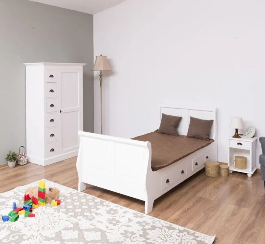 Casa Padrino country style solid wood children's room furniture set white - 1 Single Bed & 1 Wardrobe & 1 Bedside Table - Country style furniture Jetzt Bestellen