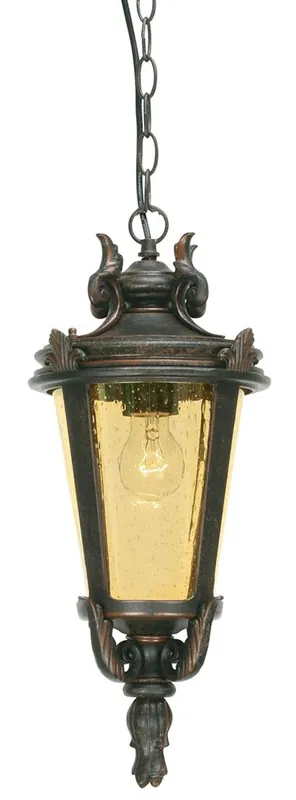 Direkt Vom Hersteller Casa Padrino baroque outdoor hanging lamp antique black / bronze / amber Ø 22,5 x H. 50 cm - Nostalgic balcony garden terrace outdoor lamp - Nostalgic outdoor lighting