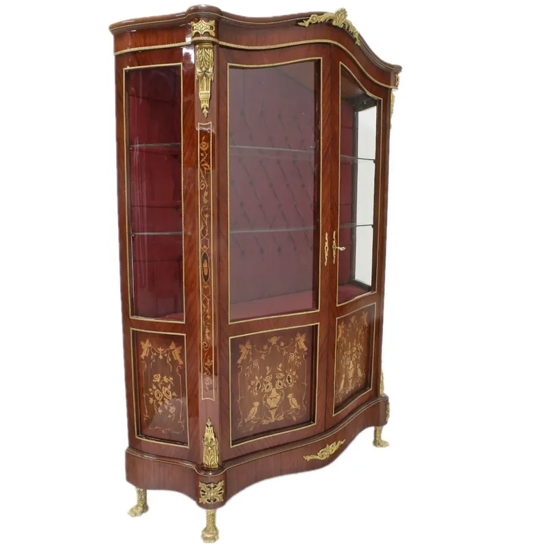 Casa Padrino baroque glass showcase showcase 130 x H 180 cm - baroque furniture - showcase - living room cabinet cupboard mahogany Beliebt