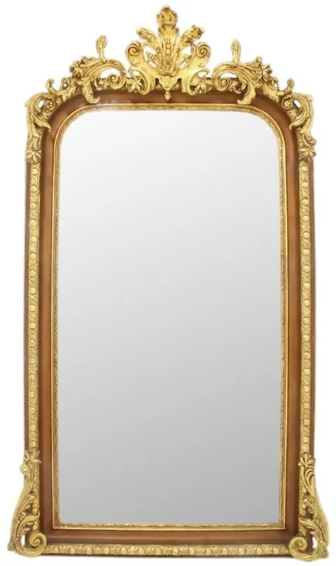 Casa Padrino baroque mirror brown / gold 85 x H. 160 cm - Magnificent wall mirror in baroque style - Antique style wardrobe mirror - Living room mirror - Baroque Furniture Direktkauf