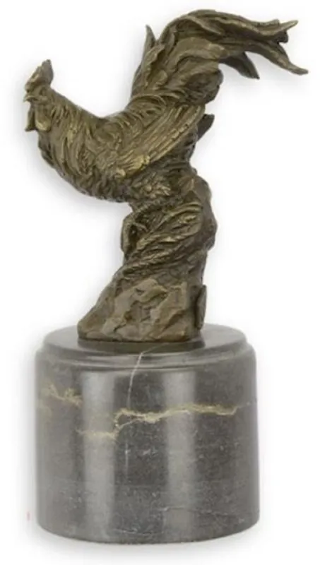 Casa Padrino Deco Bronze Figure Rooster Bird Bronze / Black 7 x 8.8 x H. 16.1 cm - Bronze Sculpture - Decoration Figure - Decoration Accessories Garantierte Lieferung