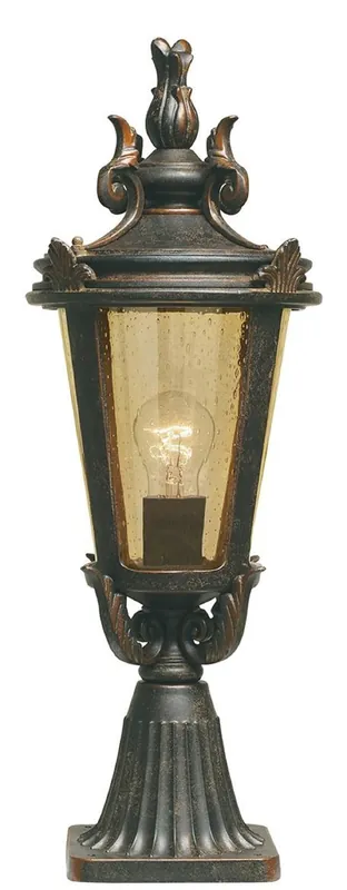 Heißes Angebot Casa Padrino baroque pedestal lamp antique black / bronze / amber Ø 22.5 x H. 56 cm - Weatherproof garden terrace outdoor lamp floor lamp garden lantern - Nostalgic outdoor lighting