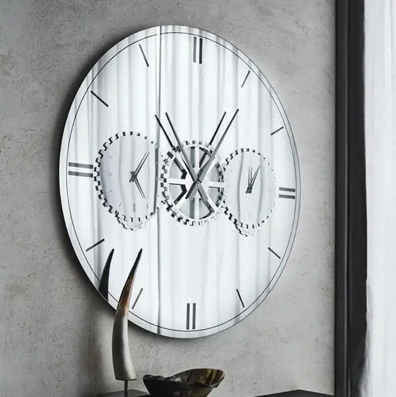 Saisonangebot Casa Padrino luxury wall mirror / wall clock silver Ø 120 cm - Elegant round mirrored wall clock - Living room furniture - Luxury Quality