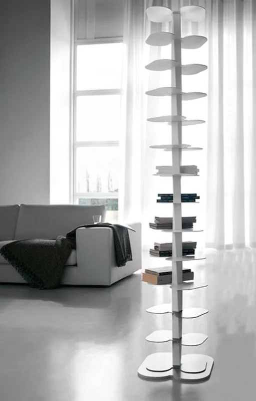 Sonderaktion Casa Padrino Luxury Book Shelf White 36 x 36 x H. 181 cm - Free Standing Stainless Steel Book Shelf - Living Room Furniture - Luxury Collection