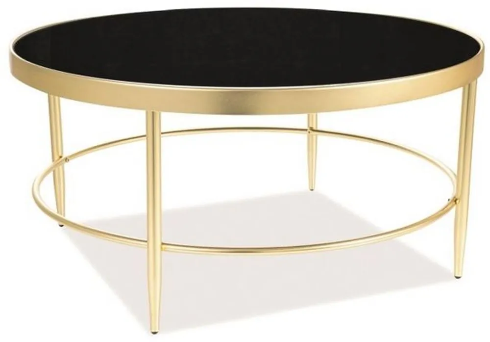 Casa Padrino luxury coffee table matt gold / black Ø 82 x H. 40 cm - Round living room table with glass top - Living room furniture Kracherpreis