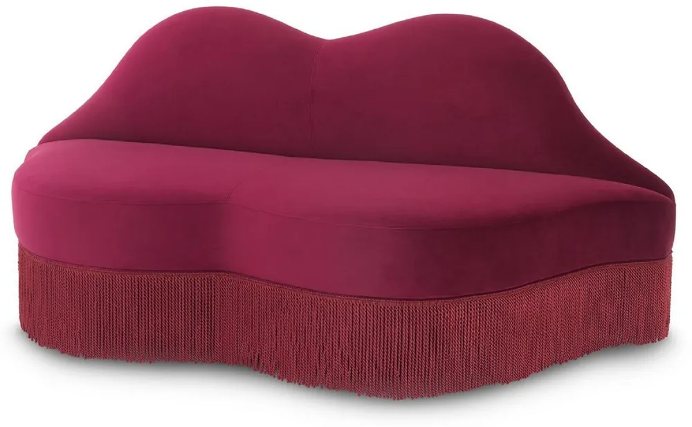 Highlight Casa Padrino Designer Velvet Sofa Lips Mouth Bordeaux Red 195 x 80 x H. 97 cm - Designer Living Room Furniture - Luxury Collection