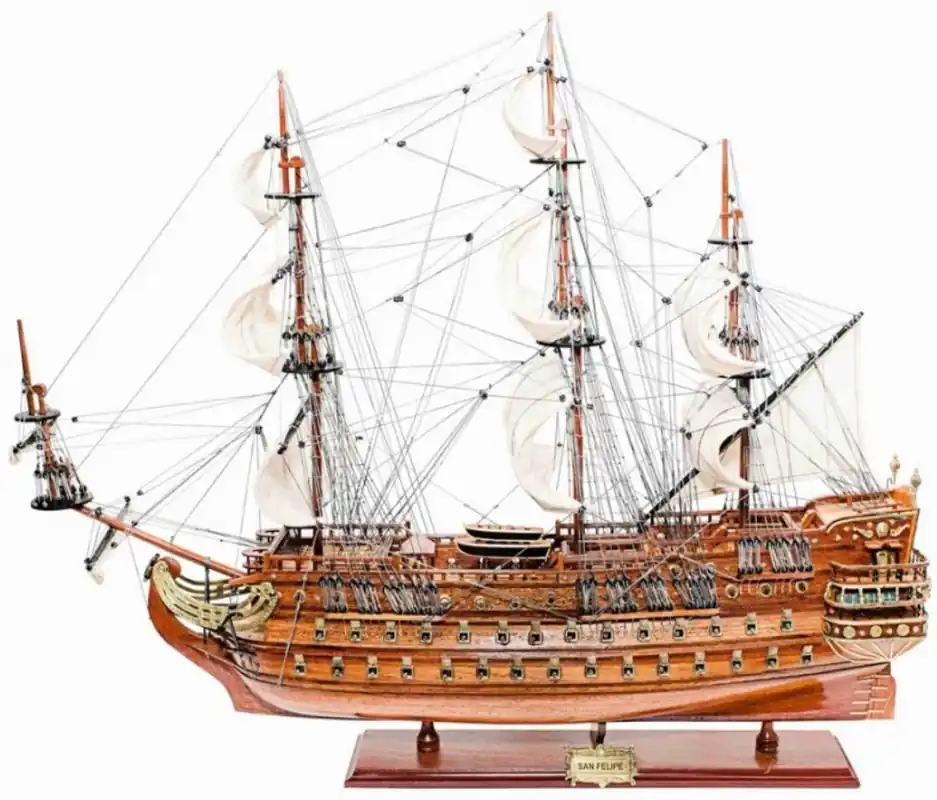 Sofort Bestellen Casa Padrino luxury flagship San Felipe with solid wood stand brown 95 x 29 x H. 90 cm - Handmade decorative ship wooden ship sailing ship warship - Decorative Accessories