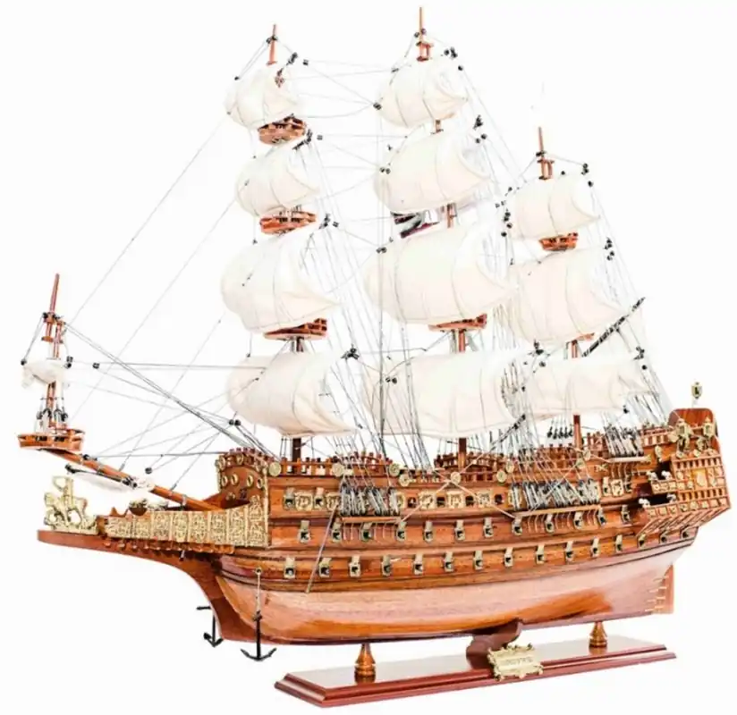 Casa Padrino luxury flagship Sovereign of the Seas with solid wood stand brown 95 x 30 x H. 83 cm - Handmade decorative ship wooden ship sailing ship warship - Decorative Accessories Top-Angebot