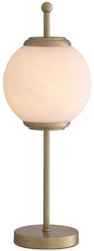 Neu Im Sortiment Casa Padrino luxury table lamp antique brass / white Ø 19 x H. 52 cm - Desk lamp with round glass lampshade - Luxury Lights