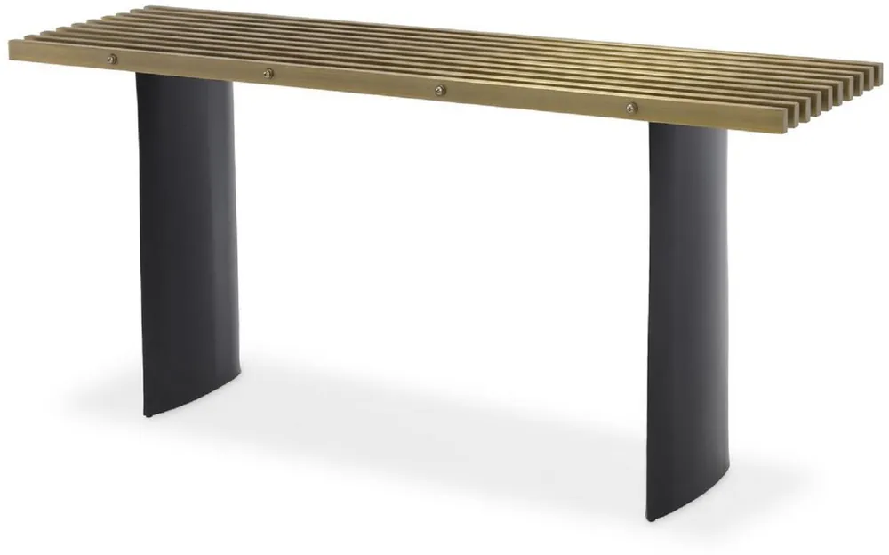 Preis Gesenkt Casa Padrino luxury industrial design console brass / black 160 x 42.5 x H. 76 cm - Industrial style console table with metal grid table top and elliptical table legs - Luxury Quality