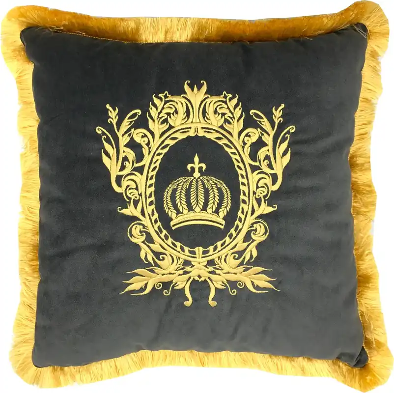 Harald Glööckler luxury decorative pillow Pompöös by Casa Padrino gray / gold - Glööckler pillow Online Kaufen