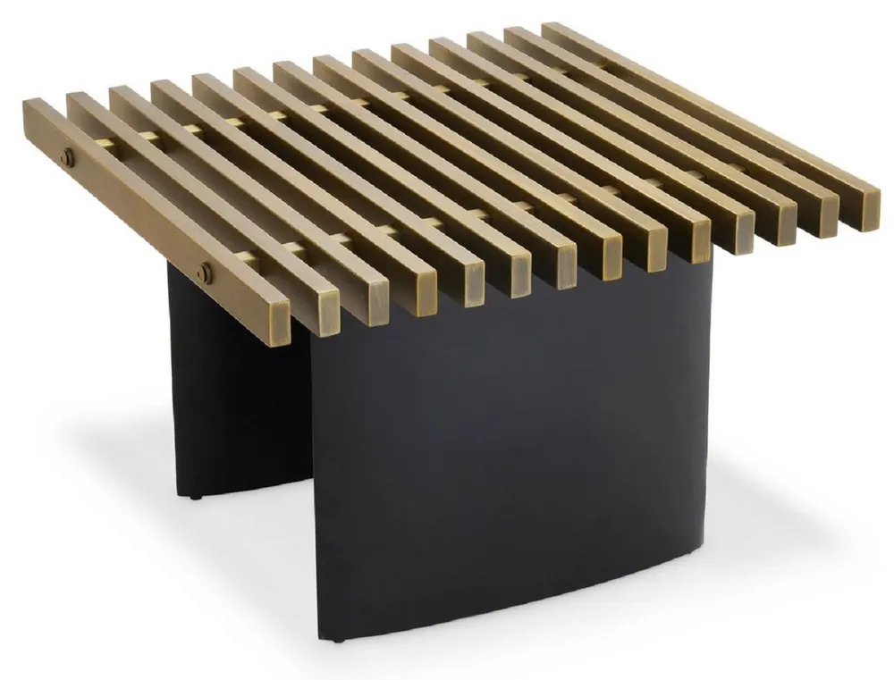 Casa Padrino luxury industrial design side table brass / black 60.5 x 60.5 x H. 40 cm - Industrial style table with metal grid table top and elliptical table legs - Luxury Quality Begrenztes Angebot