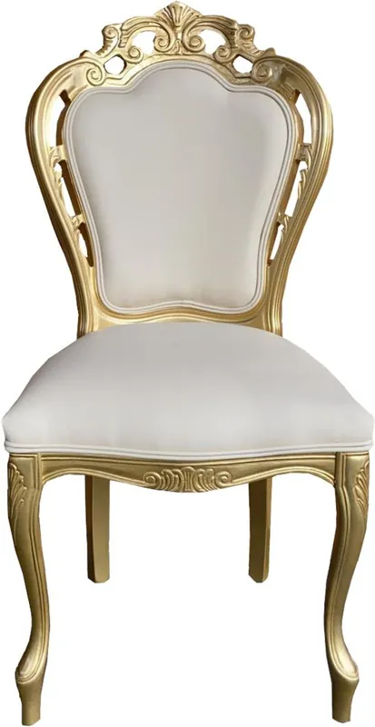 Casa Padrino luxury baroque dining room cream black leather look / Gold - designer chair - luxury quality Garantierte Lieferung