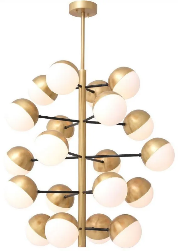 Must-Have Casa Padrino luxury chandelier antique brass / white Ø 94 x H. 90 cm - Living room chandelier - Hotel chandelier - Luxury Quality
