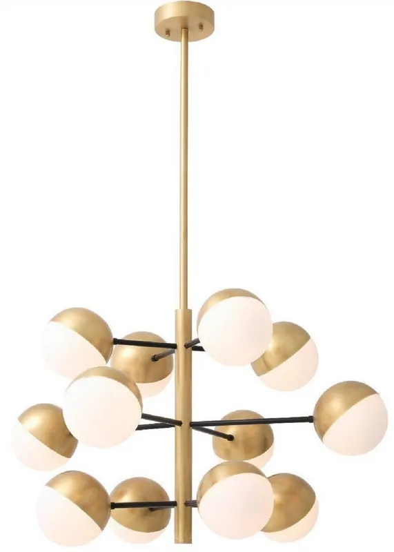 Mega-Angebot Casa Padrino luxury chandelier antique brass / white Ø 94 x H. 55 cm - Living room chandelier - Hotel chandelier - Luxury Quality