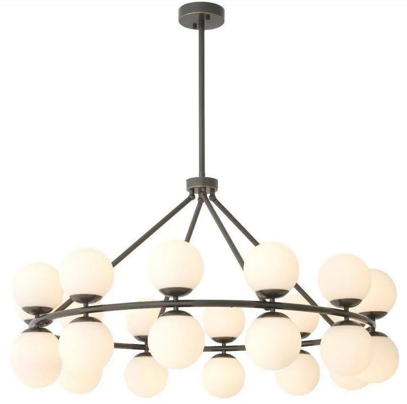 Top-Angebot Casa Padrino luxury chandelier bronze / white Ø 115 x H. 65 cm - Modern metal chandelier with round glass lampshades - Luxury Collection