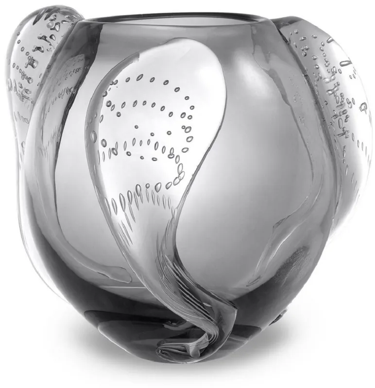 Sichere Zahlung Casa Padrino luxury decorative glass vase gray Ø 32 x H. 28 cm - Elegant hand blown flower vase - Luxury Decoration Accessories